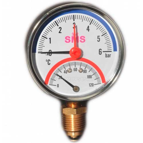Термо-манометр вертикальный 1/2 (120/6 бар)