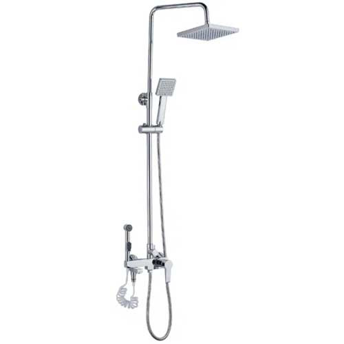 Душевая система HAIBA 2416 с верхнем душем, ручной лейкой  и гигиеническим душем, хром