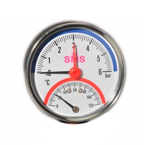 Термо-манометр заднее подключение 1/2 (120/6 бар)