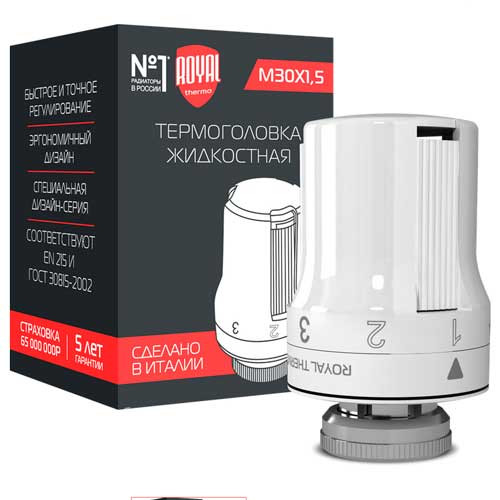 Термоголовка жидкостная для радиаторов Royal Thermo, M30*1.5