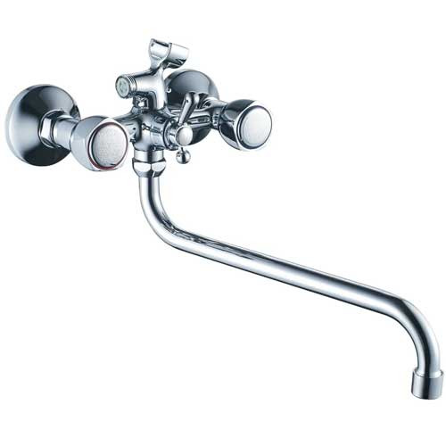 Смеситель для ванны HAIBA 2209 с длинным изливом и шаровым переключателем в корпусе, хром