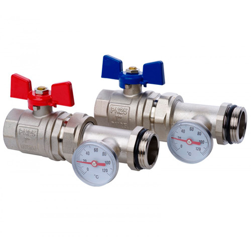 Кран шаровой с полусгоном 1 с термометром для коллекторов (пара)