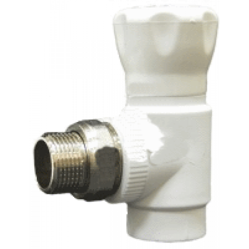 Кран регулируемый для радиатора 25-3/4 угловой верхний (полипропилен)