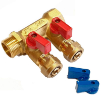 Коллекторы с кранами и цангами латунь